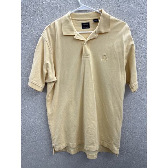 Mens IZOD Polo Shirt Size Medium Silk Yellow Short Sleeve - Picture 1 of 12